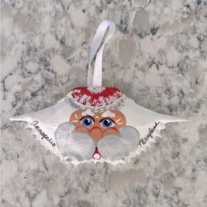 Handpainted Santa Crab Shell Holiday Ornament